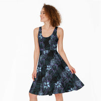 Purple Paradise Hawaii Shell Lei Midi Dress Hawaiian Sunrise Shell Hebrew Cone Plumeria - Polynesian Pride