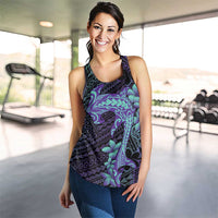 Purple Paradise Hawaii Women Racerback Tank Hammerhead Shark Tattoo Curve Polynesian - Polynesian Pride