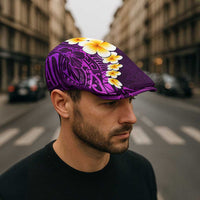 Purple Polynesia Jeff Hat Plumeria Tropical Leaves Galaxy Polynesian Art LT14 - Polynesian Pride