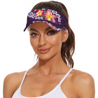 Purple Polynesia Sun Visor Cap Plumeria With Hibiscus Pattern Tropical Vibes LT14 - Polynesian Pride