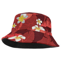 Red Banana Leaf Hawaii Bucket Hat Lau Maia Plumeria Tropical Summer Vibes LT14 One Size Red - Polynesian Pride