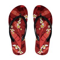 Red Banana Leaf Hawaii Flip Flops Lau Maia Plumeria Tropical Summer Vibes LT14 Red - Polynesian Pride