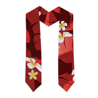 Red Banana Leaf Hawaii Graduation Stole Lau Maia Plumeria Tropical Summer Vibes LT14 - Polynesian Pride