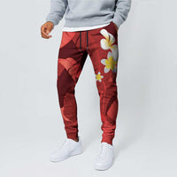 Red Banana Leaf Hawaii Jogger Pants Lau Maia Plumeria Tropical Summer Vibes LT14 - Polynesian Pride