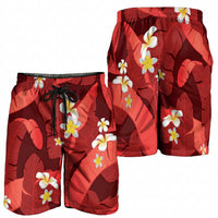 Red Banana Leaf Hawaii Shorts for Men Lau Maia Plumeria Tropical Summer Vibes LT14 - Polynesian Pride