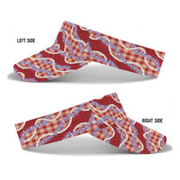 Red Hawaii Palaka Honohono Pikake Sun Visor Cap Hawaiian Orchid Lei Polynesian Pattern LT14 - Polynesian Pride