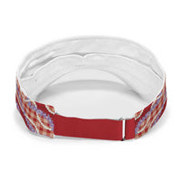 Red Hawaii Palaka Honohono Pikake Sun Visor Cap Hawaiian Orchid Lei Polynesian Pattern LT14 - Polynesian Pride
