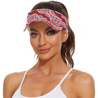 Red Hawaii Palaka Honohono Pikake Sun Visor Cap Hawaiian Orchid Lei Polynesian Pattern LT14 - Polynesian Pride