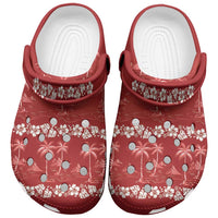 Red Hawaii Palm Tree Hibiscus Clogs Shoes Fantasy Summer Vibe LT01 Red - Polynesian Pride