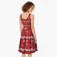 Red Hawaii Palm Tree Hibiscus Midi Dress Fantasy Summer Vibe LT01 - Polynesian Pride