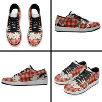 Red Hawaii Tiare and Shell Lei Low Sneakers Hawaiian Palaka Luxury Vibes LT14