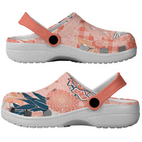 Red Palaka Crane and Flowers Clogs Shoes Japan Heritage Spirit - Polynesian Pride