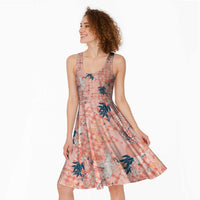 Red Palaka Crane and Flowers Midi Dress Japan Heritage Spirit LT9 - Polynesian Pride