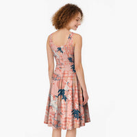Red Palaka Crane and Flowers Midi Dress Japan Heritage Spirit LT9 - Polynesian Pride