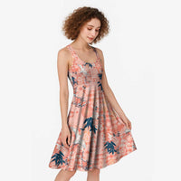 Red Palaka Crane and Flowers Midi Dress Japan Heritage Spirit LT9 - Polynesian Pride