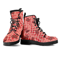 Red Palaka Hawaii Cowboy Leather Boots Puakenikeni Lei Paniolo Papale Seamless Vibes LT14 - Polynesian Pride