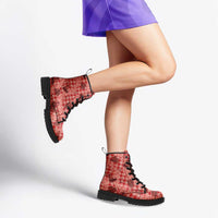 Red Palaka Hawaii Cowboy Leather Boots Puakenikeni Lei Paniolo Papale Seamless Vibes LT14 - Polynesian Pride