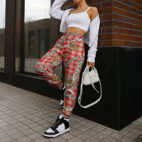 Red Palaka Hawaii Mele Kalikimaka Jogger Pants Ohia Lehua Shell Leis Funny Gingerbread Santa - Polynesian Pride