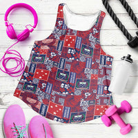 Red Samoa Manuia Le Kerisimasi Women Racerback Tank Pacific Patchwork Xmas Vibes - Polynesian Pride