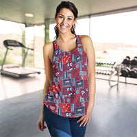 Red Samoa Manuia Le Kerisimasi Women Racerback Tank Pacific Patchwork Xmas Vibes - Polynesian Pride
