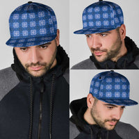 Royal Blue Hawaiian Quilt Snapback Cap Hawaii Pineapple Monstera Palaka Motifs - Polynesian Pride