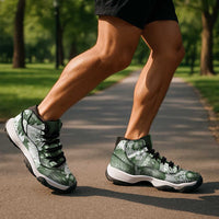 Sage Green Aloha Hawaii Sneakers J11 Monstera Hibiscus Plumeria Seamless Vibes LT14 - Polynesian Pride