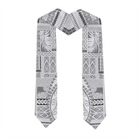 Samoa Siapo Elegant Graduation Stole Hibiscus White Motifs
