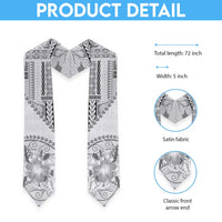 Samoa Siapo Elegant Graduation Stole Hibiscus White Motifs