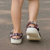 Samoa Siapo Tribal Pattern Clogs Shoes Violet Polynesian Plumeria Tapa Motif