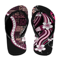 Samoa Siapo Tribal Pattern Flip Flops Violet Polynesian Plumeria Tapa Motif