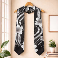 Samoa Siapo Tribal Pattern Graduation Stole Black Polynesian Plumeria Tapa Motif