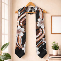 Samoa Siapo Tribal Pattern Graduation Stole Brown Polynesian Plumeria Tapa Motif