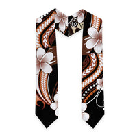 Samoa Siapo Tribal Pattern Graduation Stole Brown Polynesian Plumeria Tapa Motif