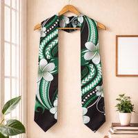 Samoa Siapo Tribal Pattern Graduation Stole Forest Green Polynesian Plumeria Tapa Motif
