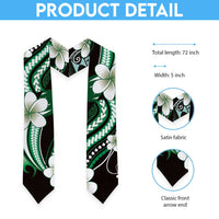 Samoa Siapo Tribal Pattern Graduation Stole Forest Green Polynesian Plumeria Tapa Motif