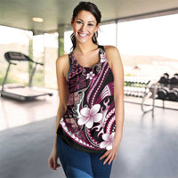 Samoa Siapo Tribal Pattern Women Racerback Tank Violet Polynesian Plumeria Tapa Motif