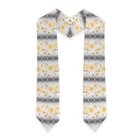 Samoa White Sunday Graduation Stole Samoan Tapa Yellow Hibiscus