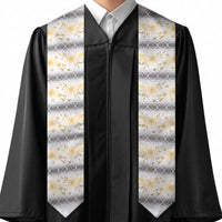 Samoa White Sunday Graduation Stole Samoan Tapa Yellow Hibiscus