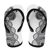 Samoan DNA Art Tattoo Flip Flops Polynesian Pattern White Color