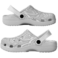 Samoan Traditional Art Tattoos Clogs Shoes Tatau Roman Reigns White Color - Polynesian Pride