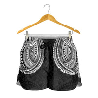 Samoan Traditional Art Tattoos Shorts for Women Tatau Tribal Motifs with Ula Fala Black LT03 - Polynesian Pride