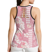 Soft Pink Hawaii Anthurium Plumeria Lei Hollow Tank Top