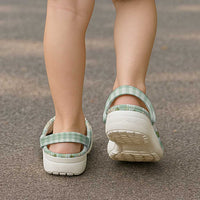 Squares Maile Leaf Clogs Shoes Turquoise Palaka Hawaiian Quilt Pattern - Polynesian Pride
