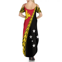 PNG Hibiscus Tribal Pattern Summer Maxi Dress Bird - of - Paradise LT7 - Polynesian Pride