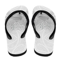 Super Samoa-Six Eight Five to The World Flip Flops Traditional Samoan Tattoo All White