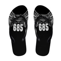 Super Samoa-Six Eight Five to The World Flip Flops Traditional Samoan Tattoo Black Color