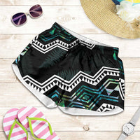 Taniko Aotearoa Mix Paua Shell Shorts for Women Niho Taniwha Turquoise Glitter - Polynesian Pride