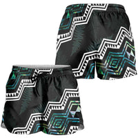 Taniko Aotearoa Mix Paua Shell Shorts for Women Niho Taniwha Turquoise Glitter - Polynesian Pride