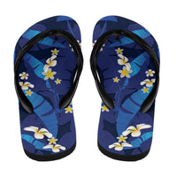 Teal Purple Banana Leaf Hawaii Flip Flops Lau Maia Plumeria Tropical Summer Vibes LT14 - Polynesian Pride