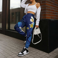 Teal Purple Banana Leaf Hawaii Jogger Pants Lau Maia Plumeria Tropical Summer Vibes LT14 - Polynesian Pride